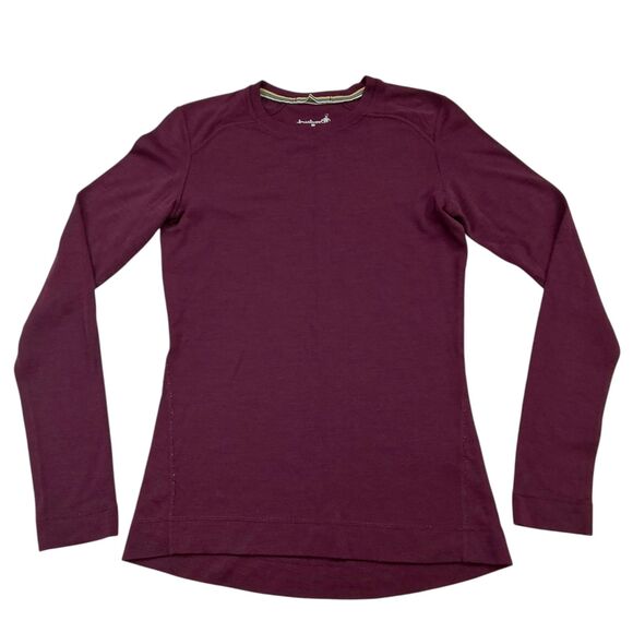 Smartwool Sweater Womens Medium Burgundy 100% Merino Wool Crew Neck Knit Outdoor - Picture 1 of 11